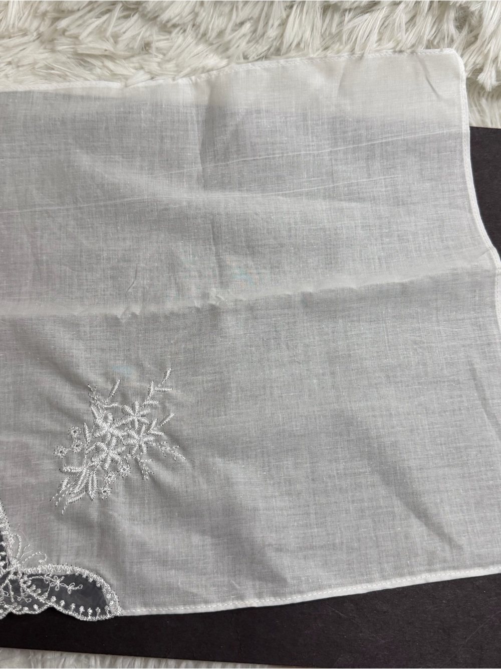 White Embroidered Cotton Handkerchiefs 6 total